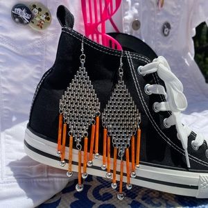 💝2/$20 80’s inspired metal mesh drop earrings